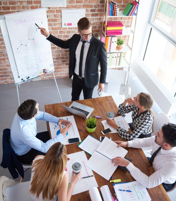 High angle view on business meeting